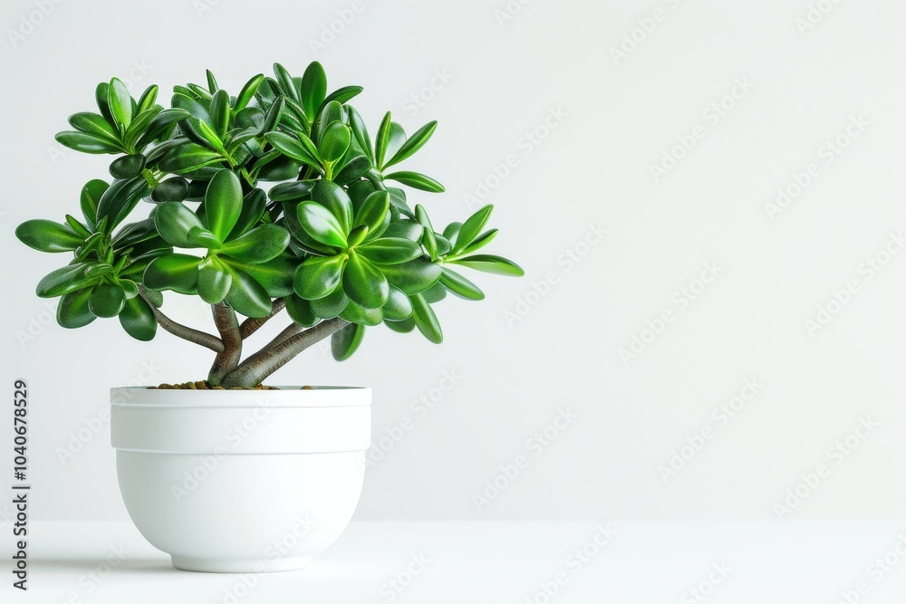 Jade plant (Crassula ovata) in Flowerpot Closeup, Crassula Macro House Plant in Flowerpot on Blurred Background Jade plant (Crassula ovata) in Flowerpot Closeup, Crassula Macro House Plant in Flowerpot on Blurred Background