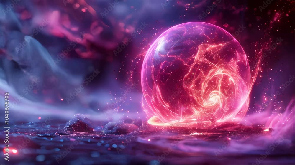 crystal sphere with glowing particles. Futuristic background crystal sphere with glowing particles. Futuristic background