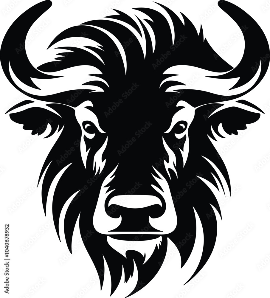 Obraz premium Black silhouette of gnu head