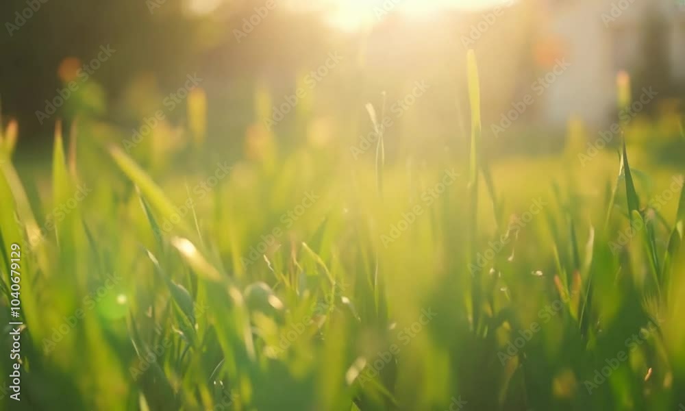 Closeup of Vibrant Green Grass with Blurred Garden Background for a Natural and Fresh Outdoor Scene Closeup of Vibrant Green Grass with Blurred Garden Background for a Natural and Fresh Outdoor Scene
