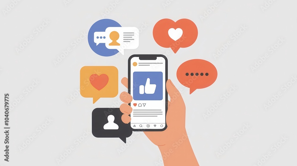 Smartphone with Emojis and Icons Showing Social Media Interaction Smartphone with Emojis and Icons Showing Social Media Interaction