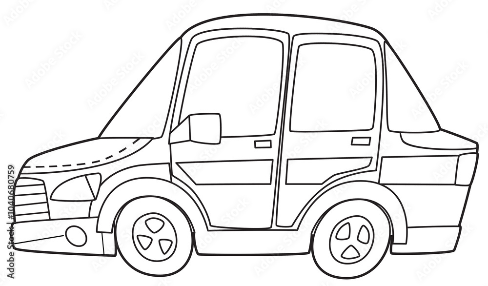 Fototapeta premium Coloring page police car vehicle coloring page isolated illustration for children