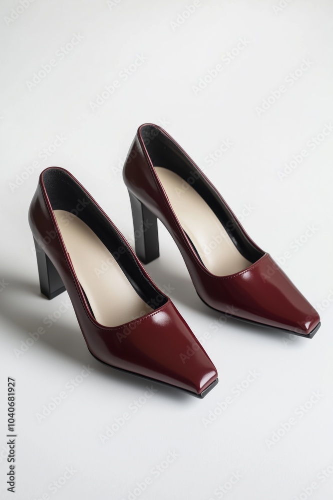 Elegant Burgundy High Heels with Chunky Heels Elegant Burgundy High Heels with Chunky Heels