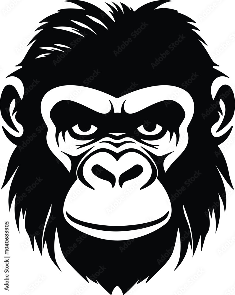 Fototapeta premium Black silhouette of great apes head