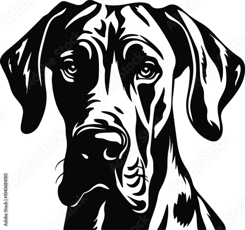 Black silhouette of great Dane head