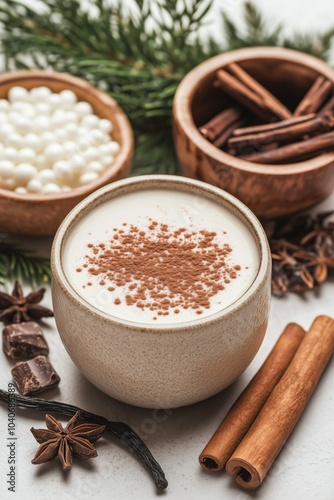 Delightful Creamy Beverage with Cocoa and Spices