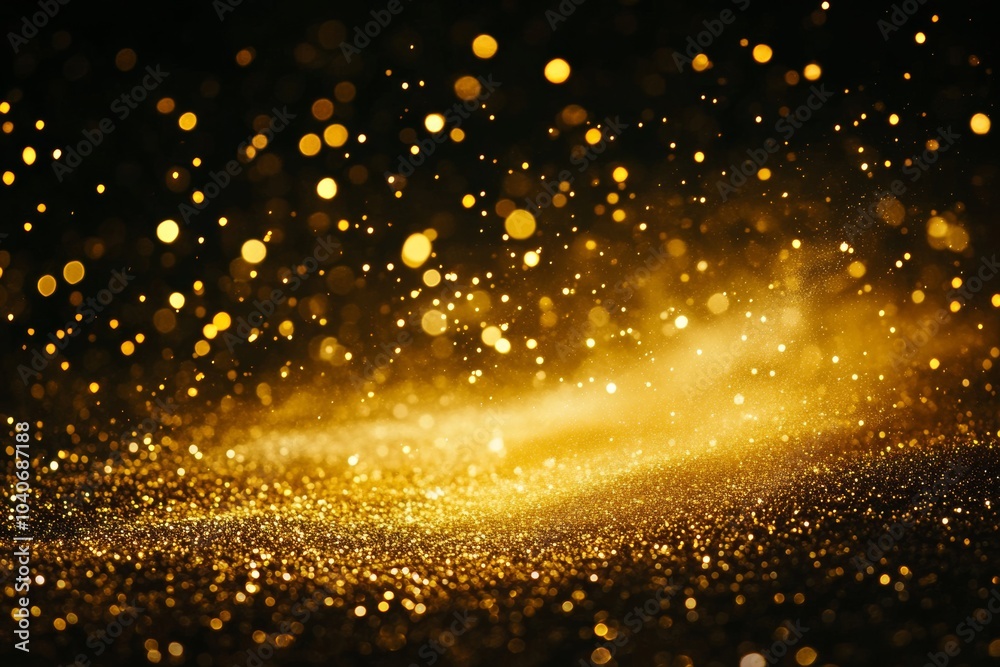 Fototapeta premium A sparkling gold glitter background with a soft, warm glow.