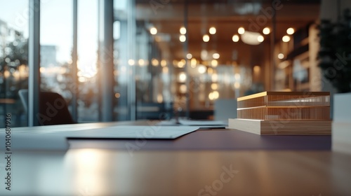 Wallpaper Mural A bright, modern office interior featuring an architectural model on the desk, bathed in sunlight, highlighting the convergence of design and natural elements. Torontodigital.ca