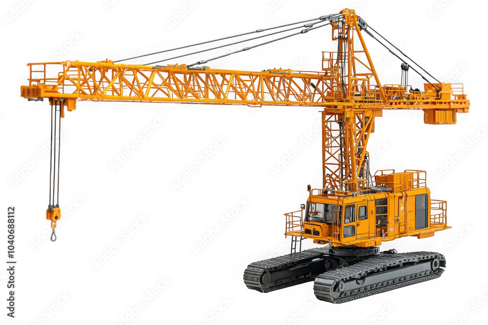 Yellow Tower Crane isolated on transparent background, png file, no background png file
