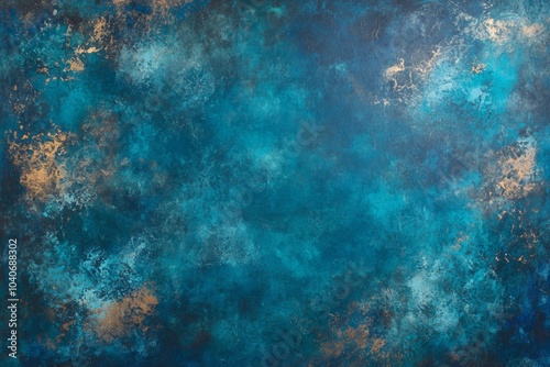 Abstract blue and gold painted background.