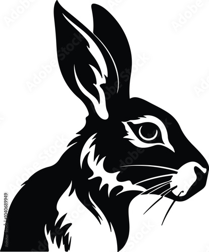 Black silhouette of hare head