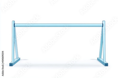 Sport equipment, blue horizontal bar on white isolated background.