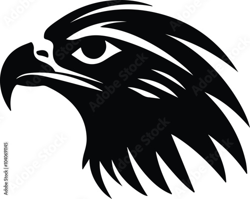 Wallpaper Mural Black silhouette of hawk head Torontodigital.ca