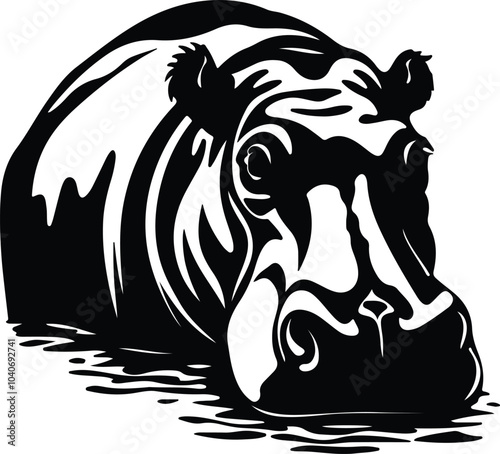 Black silhouette of hippopotamus head