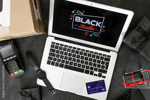 Laptop with text BLACK FRID...