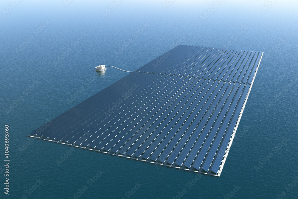 Floating Solar Panel Array on Ocean Harnessing Renewable Energy Resources