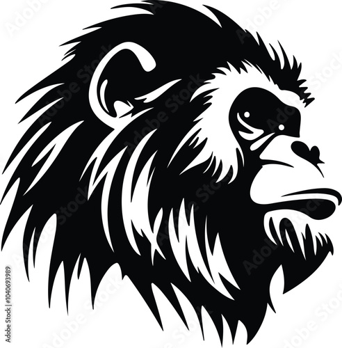 Black silhouette of howler monkey head photo