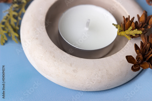 Round Beige Candle Holder