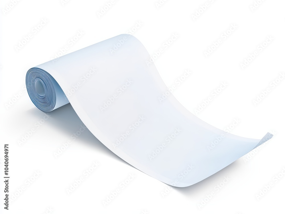 Rolled white paper, isolated on a clean background for design purposes. Rolled white paper, isolated on a clean background for design purposes.