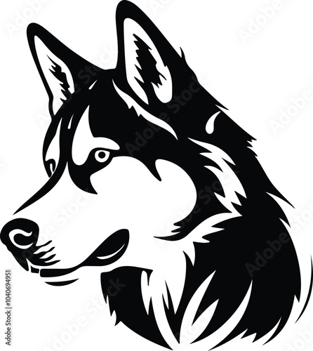 Black silhouette of husky head