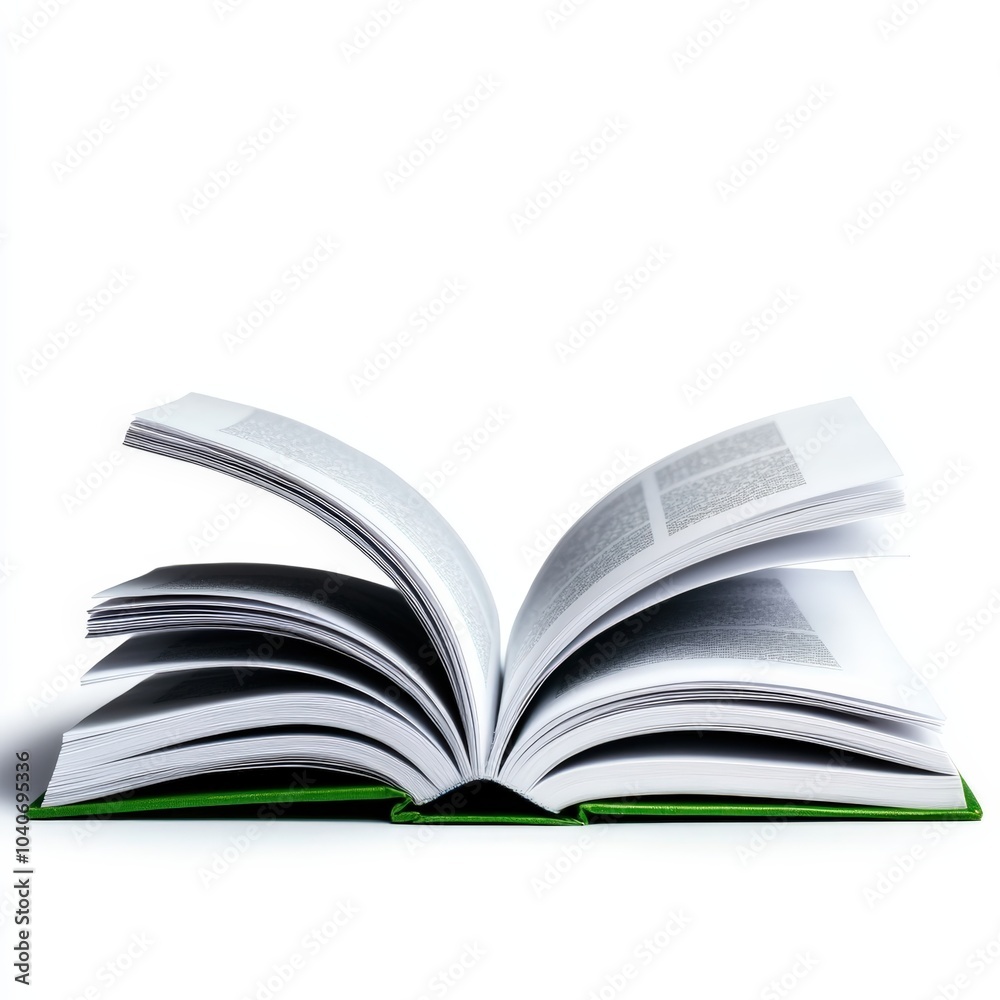 Open book with pages fluttering, white isolate background. Open book with pages fluttering, white isolate background.