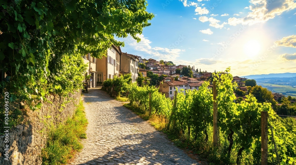 Picturesque Village Among Rolling Vineyards Picturesque Village Among Rolling Vineyards