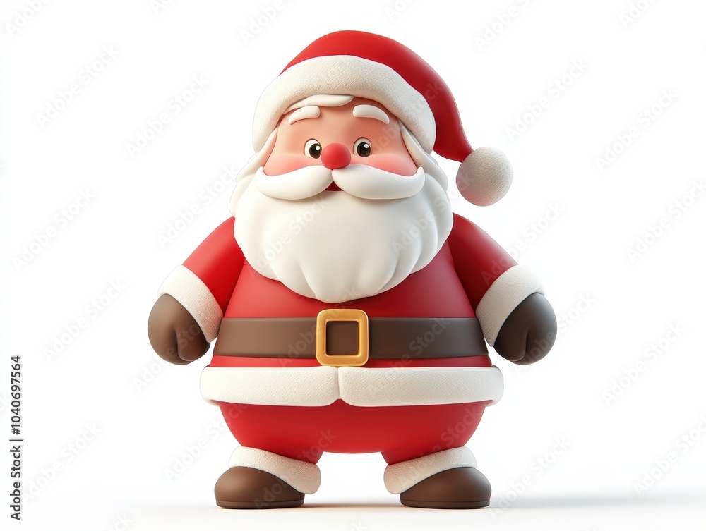 Cartoon Santa Claus figure, cheerful and festive, white isolated background. Cartoon Santa Claus figure, cheerful and festive, white isolated background.