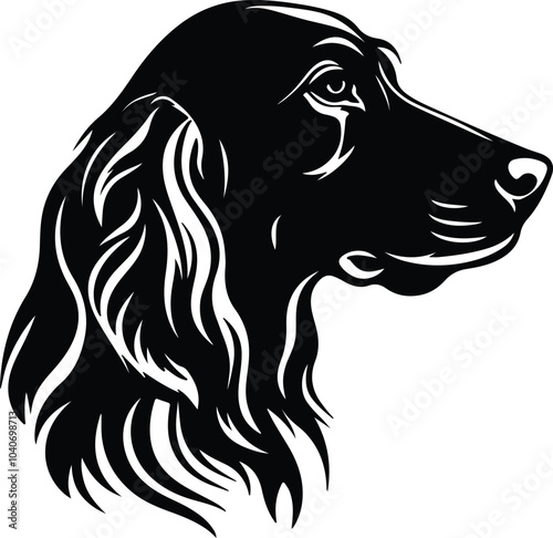 Black silhouette of Irish setter head