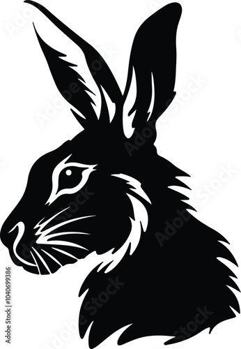 Black silhouette of jack rabbit head