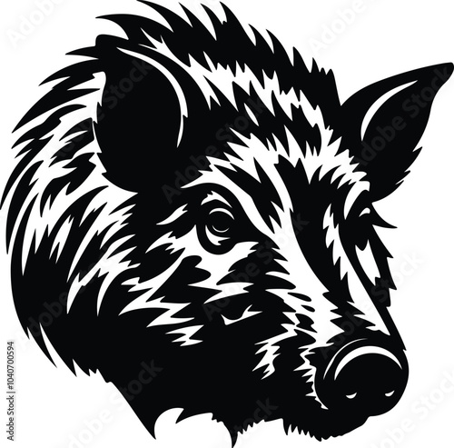 Black silhouette of javelina head