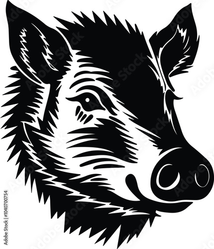 Black silhouette of javelina head