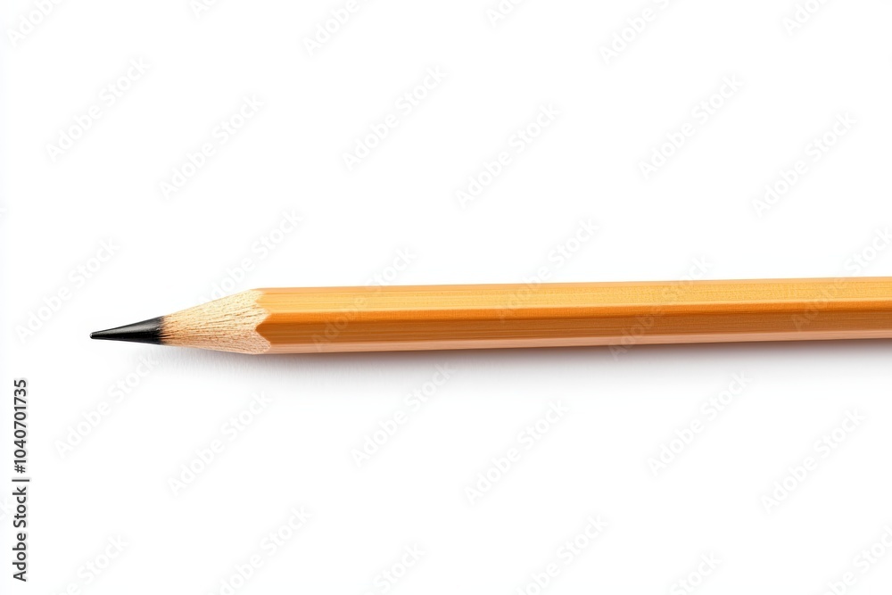 Pencil with orange body and sharp graphite tip, white isolate background Pencil with orange body and sharp graphite tip, white isolate background