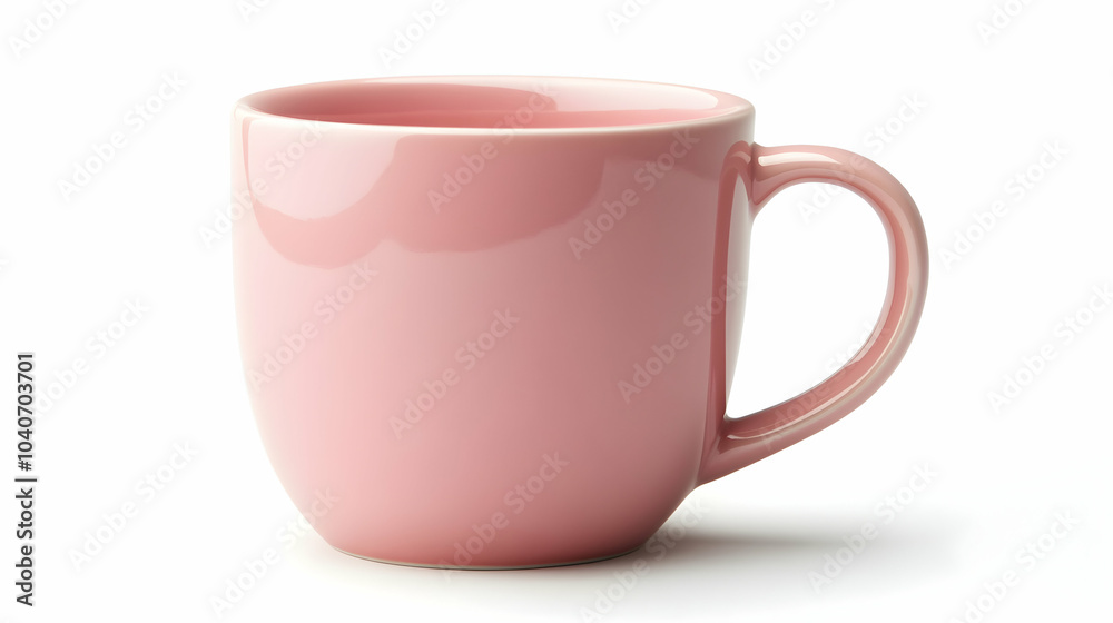 Pink coffee mug on a white surface. Isolated on white background, - Pink coffee mug on a white surface. Isolated on white background, -