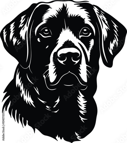 Black silhouette of Labrador retriever head