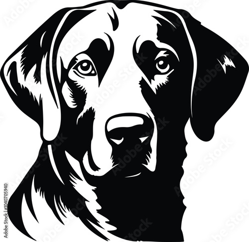 Black silhouette of Labrador retriever head