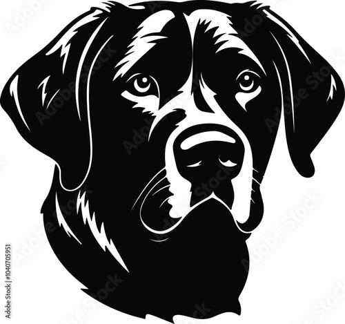 Black silhouette of Labrador retriever head