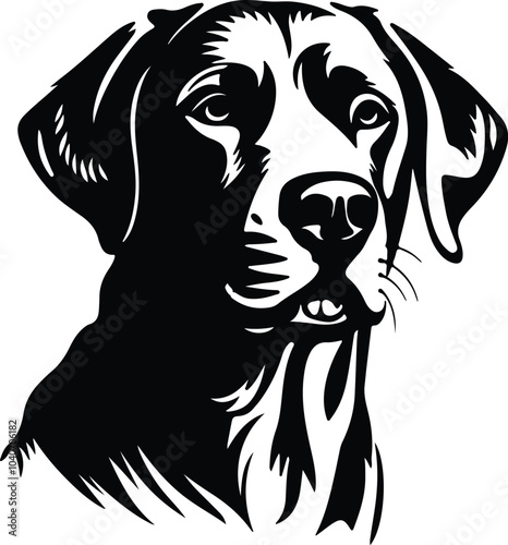 Black silhouette of Labrador retriever head