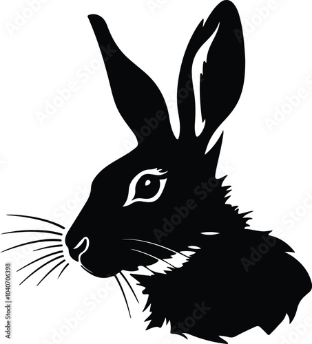 Black silhouette of lagomorph head