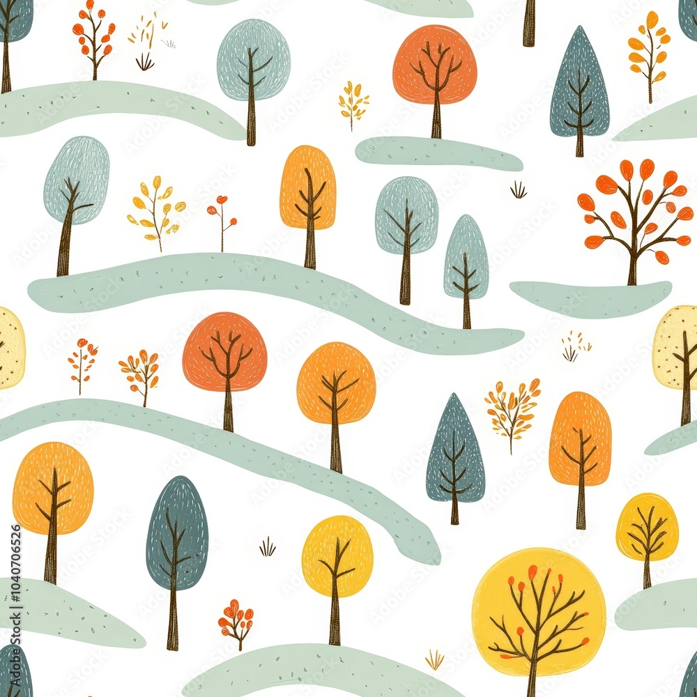 Colorful tree patterns on a white background, ideal for nature-themed designs. Colorful tree patterns on a white background, ideal for nature-themed designs.