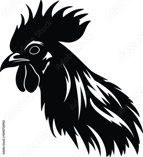 Black silhouette of leghorn head