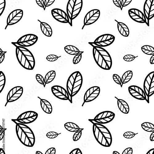 seamless pattern with leafs on white background