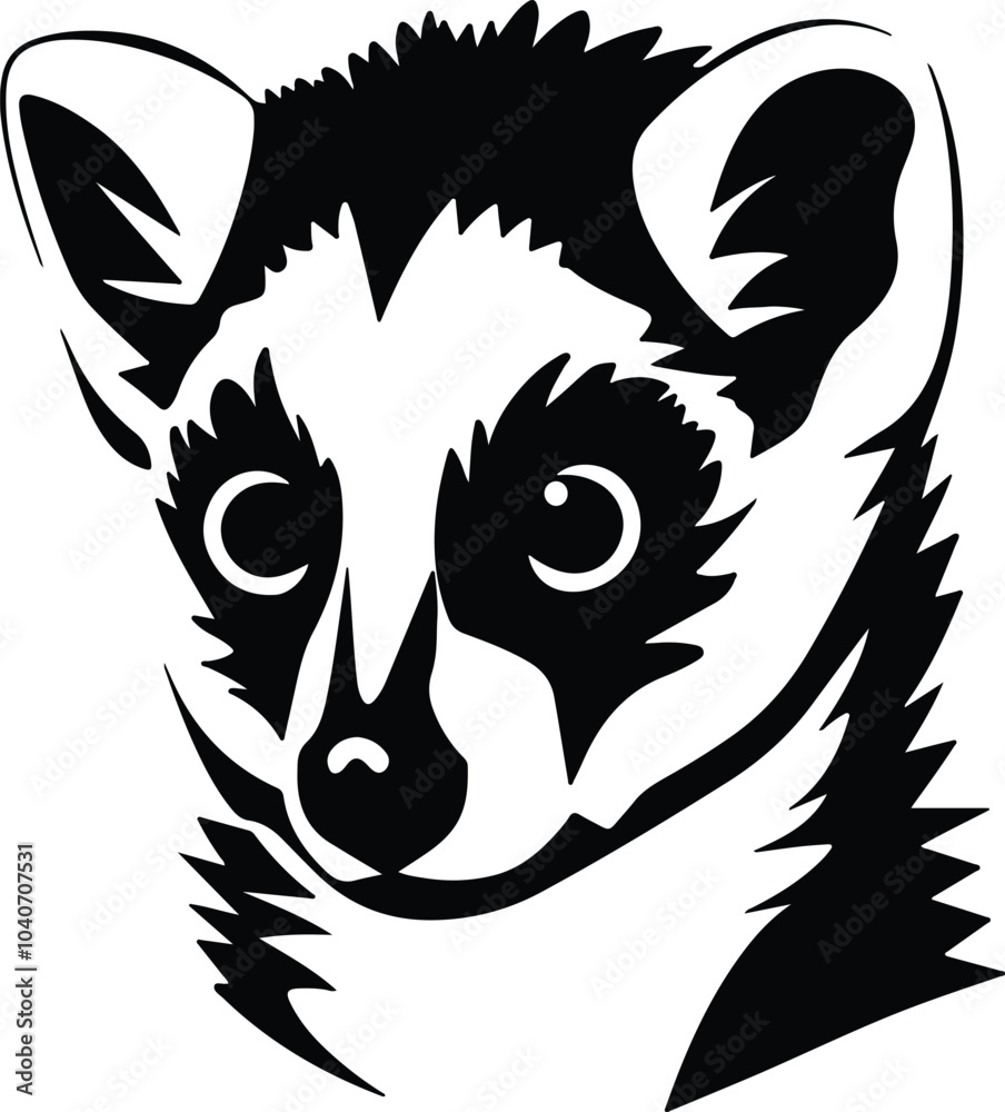 Obraz premium Black silhouette of lemur head