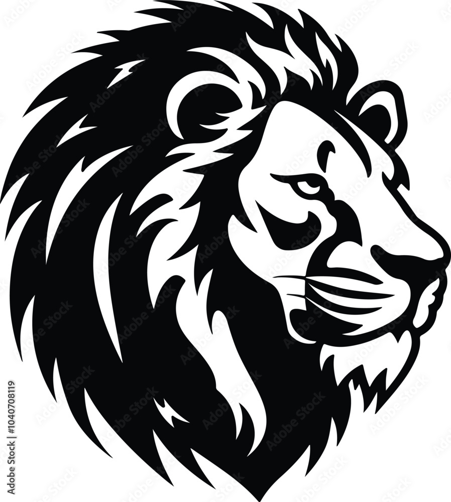 Obraz premium Black silhouette of lion head