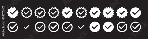 checkmark vector, checkmark icon set, approved symbol, checked checkbox mark, checkmark set, editable line.