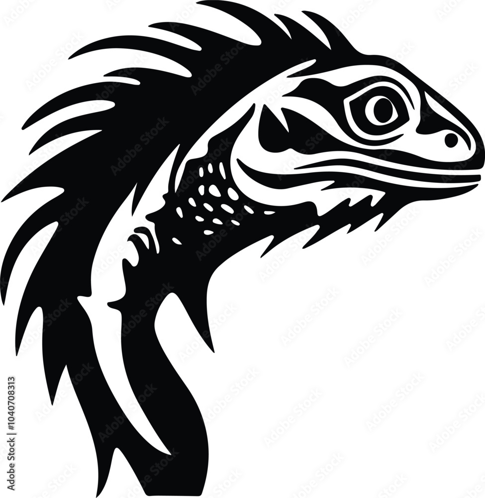 Black silhouette of lizard head