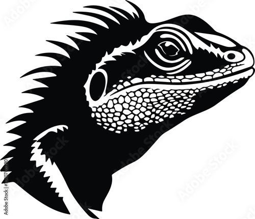 Wallpaper Mural Black silhouette of lizard head Torontodigital.ca