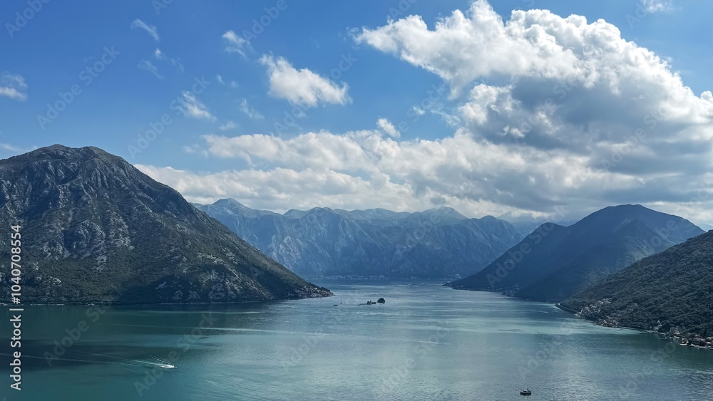View from the mountain of the Bay of Kotor in Montenegro.