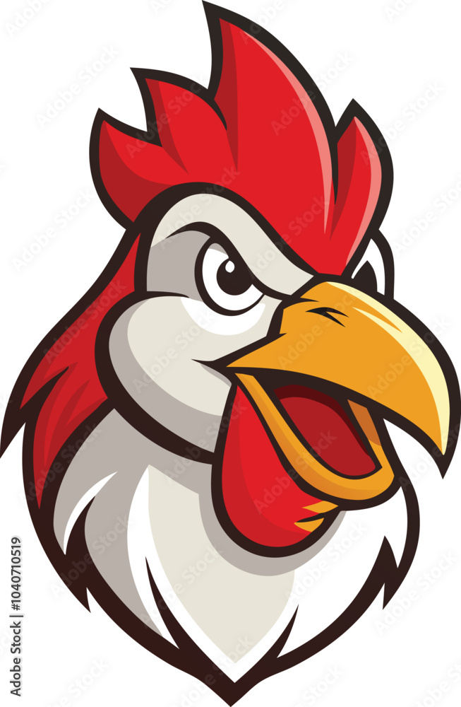 angry rooster head mascot logo white background . angry rooster head mascot logo white background .