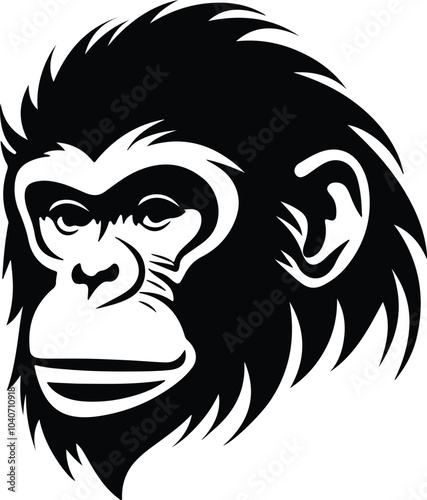 Black silhouette of macaque head