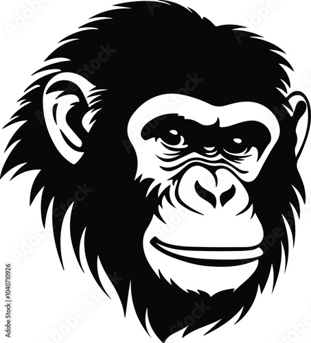 Black silhouette of macaque head